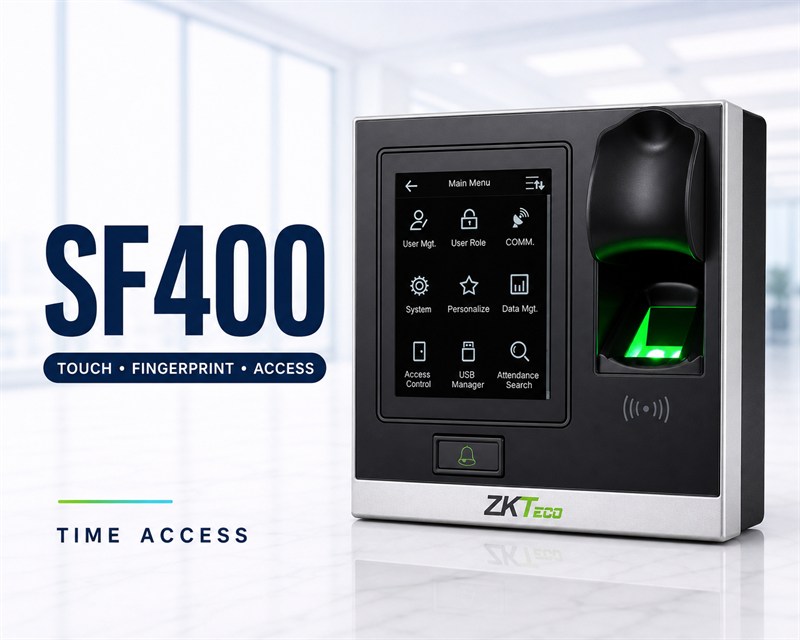 ZKTeco SF400 เครื่องสแกนลายนิ้วมือควบคุมประตู จอสีระบบสัมผัส