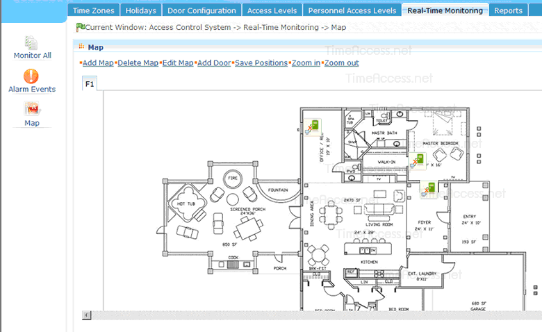 รองรับการใช้งานในระบบ e-map สามารถเพิ่มประตูเข้าในตำแหน่งที่ติดตั้งตามแผนที่จริง